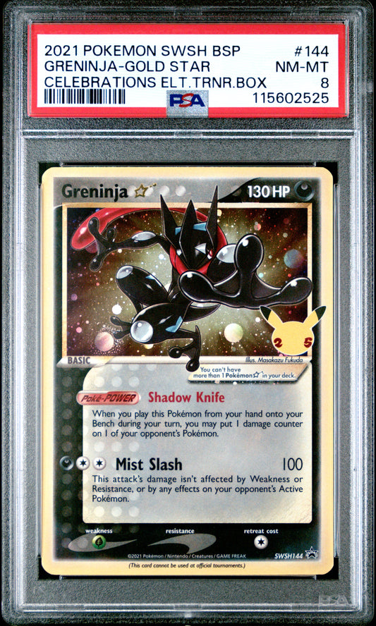 2021 Pokemon Swsh Black Star Promo Greninja-Gold Star #144 PSA 8