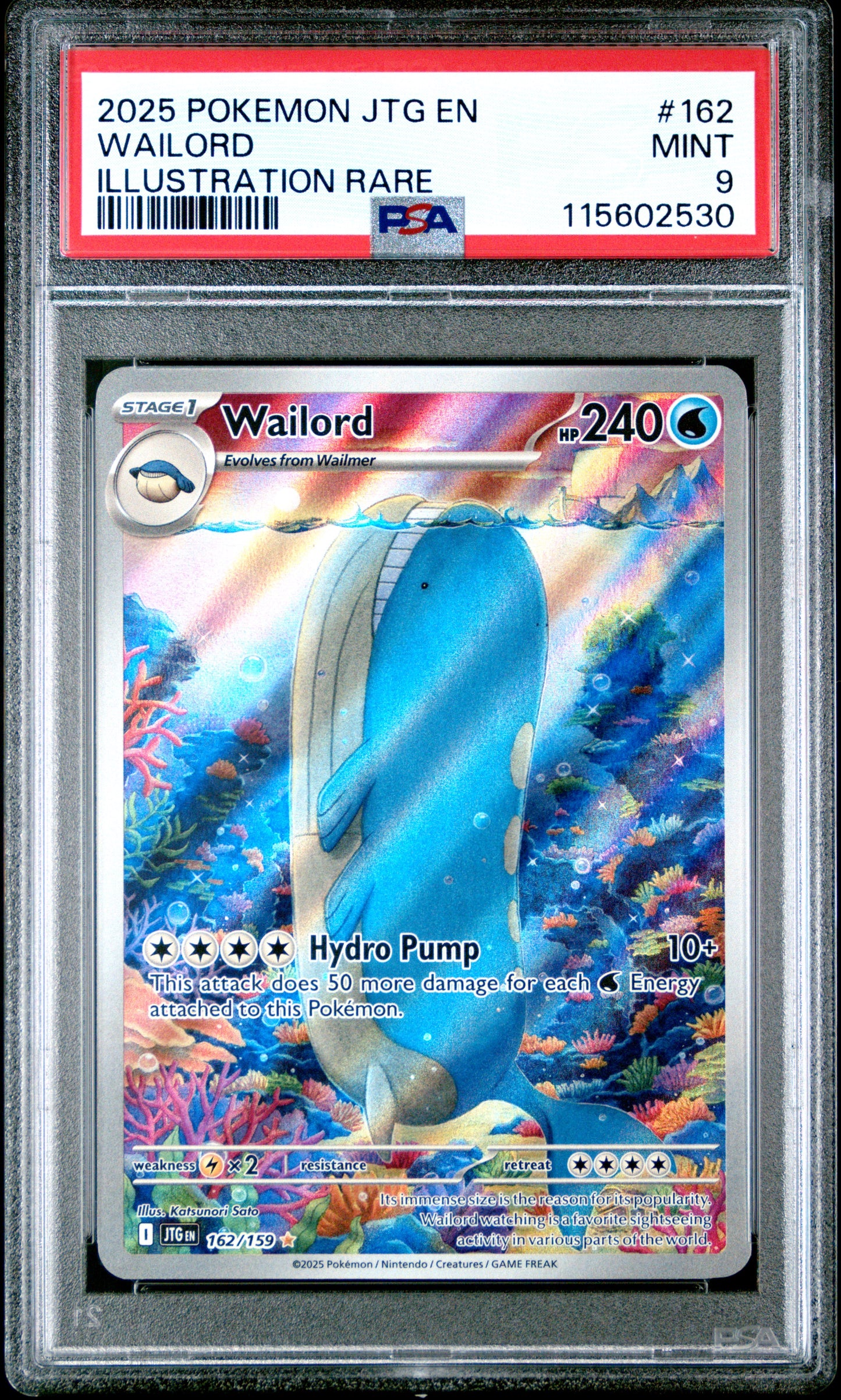 2025 Pokemon Jtg En-Journey Together Wailord #162 PSA 9