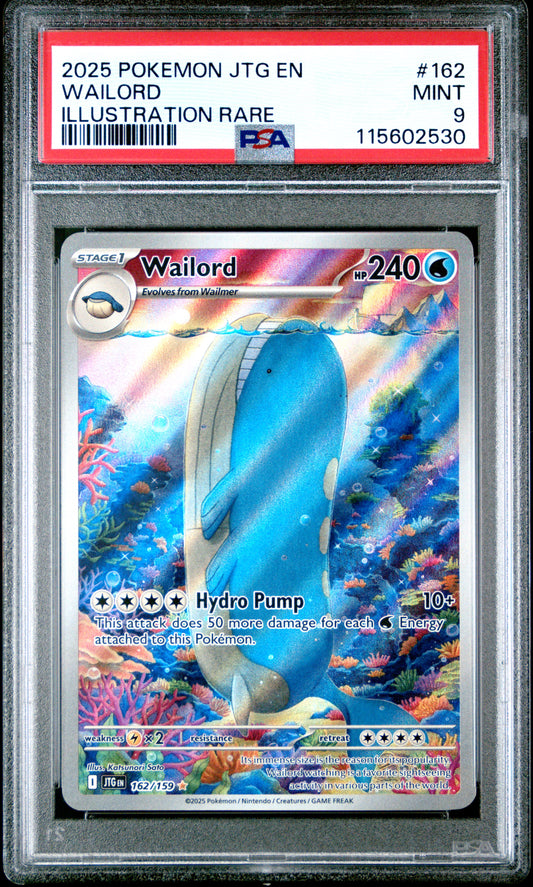 2025 Pokemon Jtg En-Journey Together Wailord #162 PSA 9