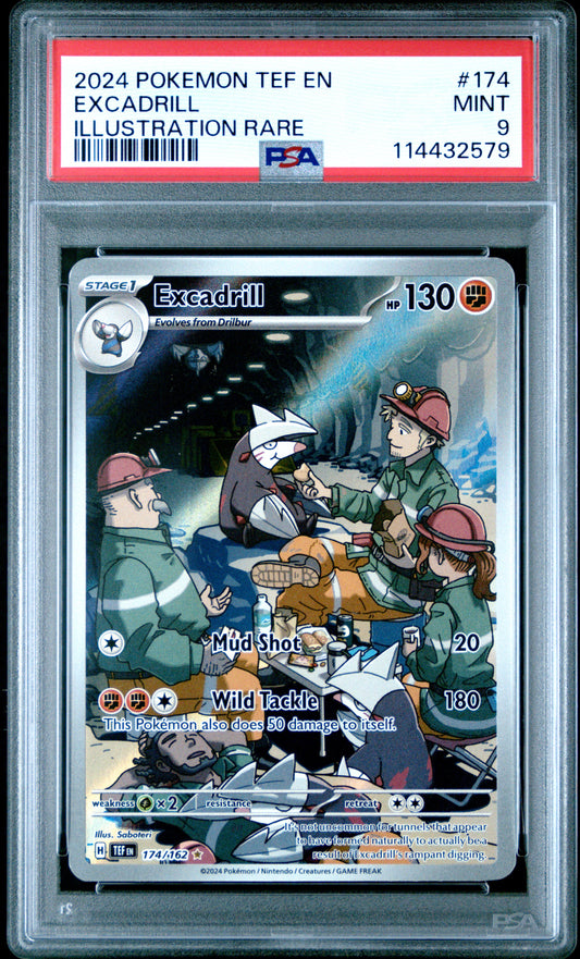 2024 Pokemon Tef En-Temporal Forces Illustration Rare Excadrill #174 PSA 9