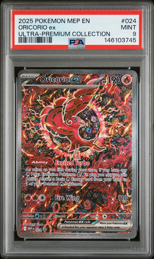 2025 Pokemon Mep En-Me Black Star Promo Oricorio Ex #024 PSA 9