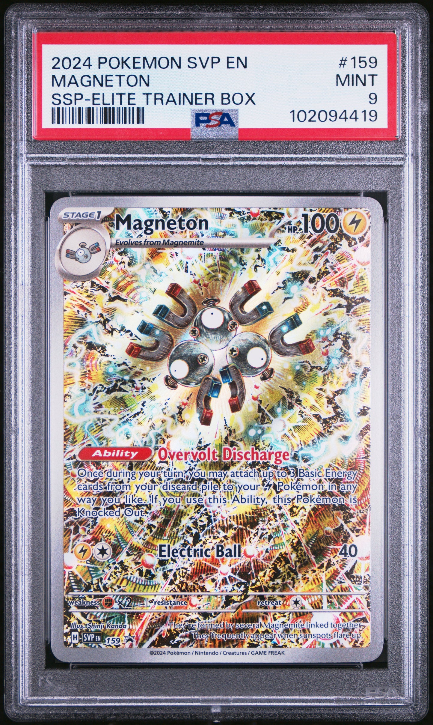 2024 Pokemon Svp En-Sv Black Star Promo Surging Sparks Etb Magneton #159 PSA 9