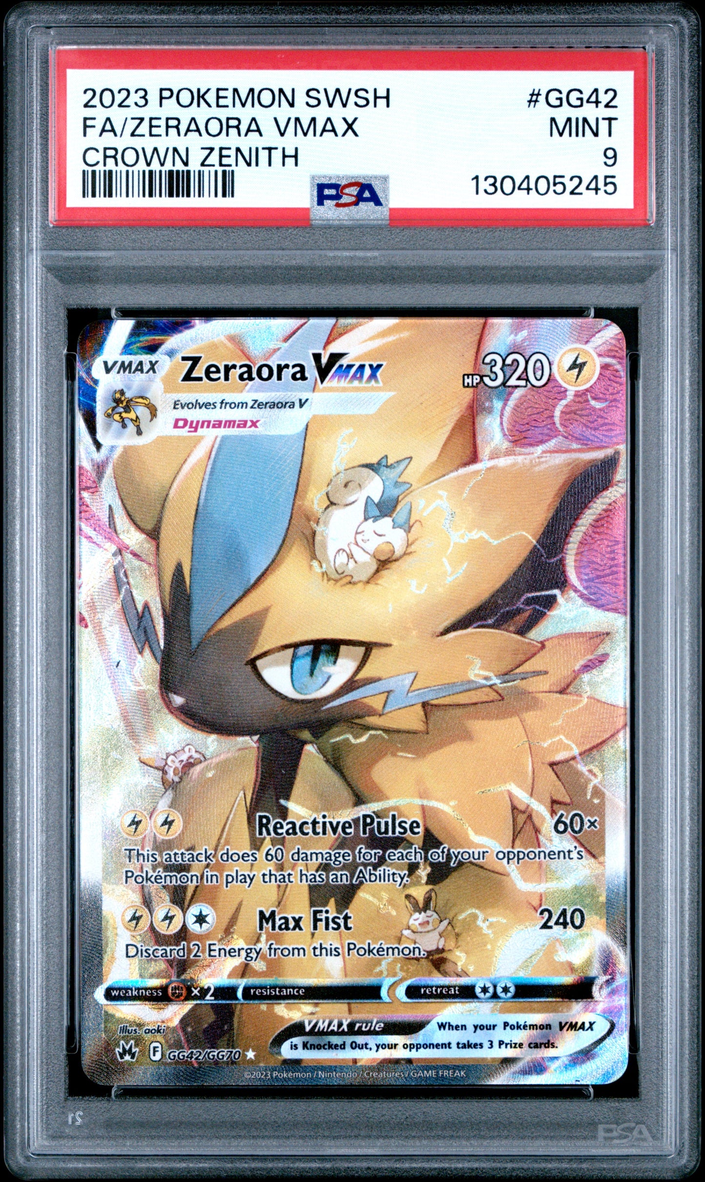 2023 Pokemon Sword And Shield Crown Zenith Fa Zeraora Vmax #GG42 PSA 9