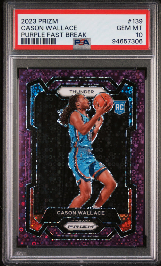 2023 Panini Prizm Purple Fast Break Cason Wallace #139 PSA 10