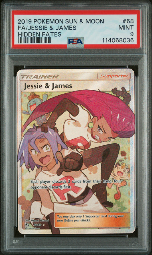 2019 Pokemon Sun & Moon Hidden Fates Fa Jessie & James #68 PSA 9