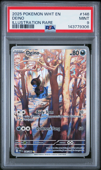2025 Pokemon Wht En-White Flare Illustration Rare Deino #146 PSA 9