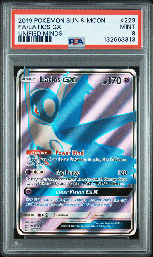 2019 Pokemon Sun & Moon Unified Minds Fa Latios Gx #223 PSA 9