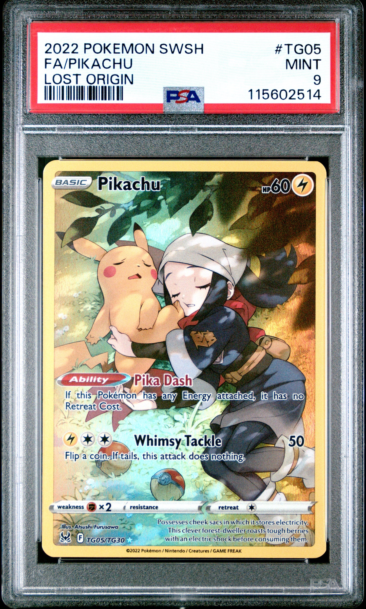 2022 Pokemon Sword & Shield Lost Origin Fa/Pikachu #TG05 PSA 9