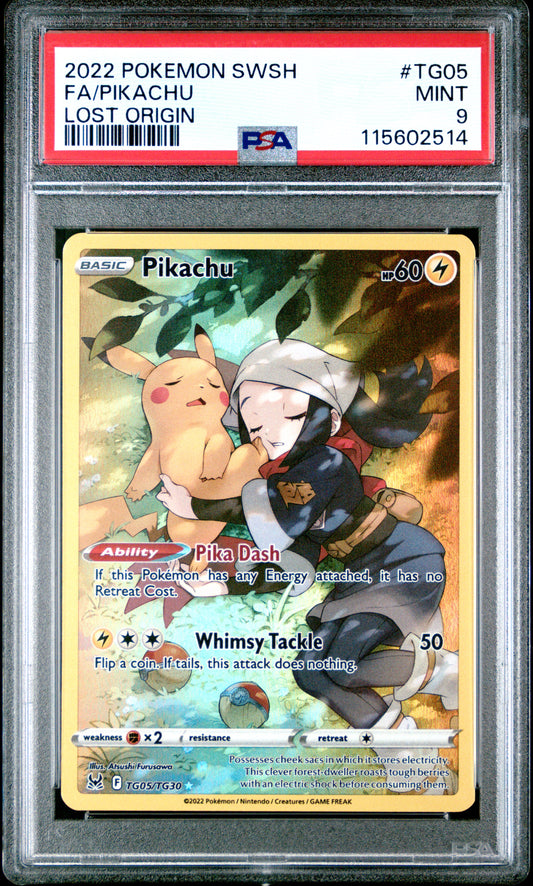 2022 Pokemon Sword & Shield Lost Origin Fa/Pikachu #TG05 PSA 9