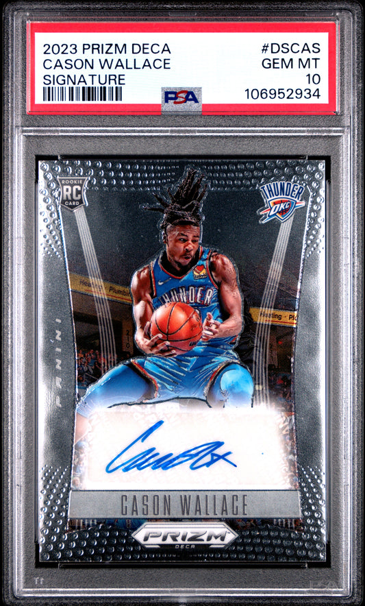 2023 Panini Prizm Deca Signatures Cason Wallace #DSCAS PSA 10