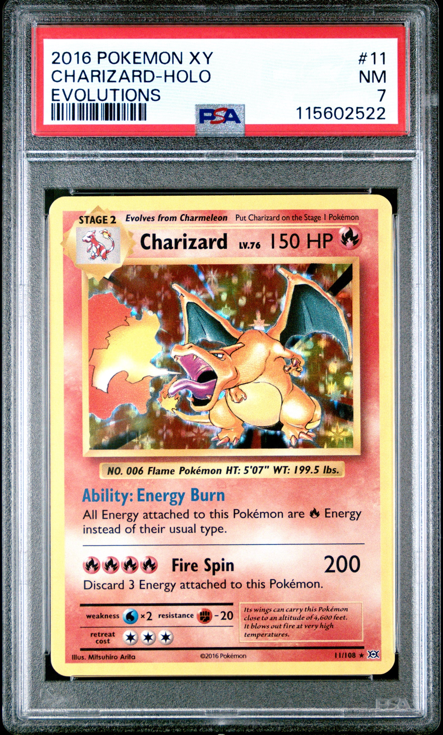 2016 Pokemon Xy Evolutions Charizard-Holo #11 PSA 7
