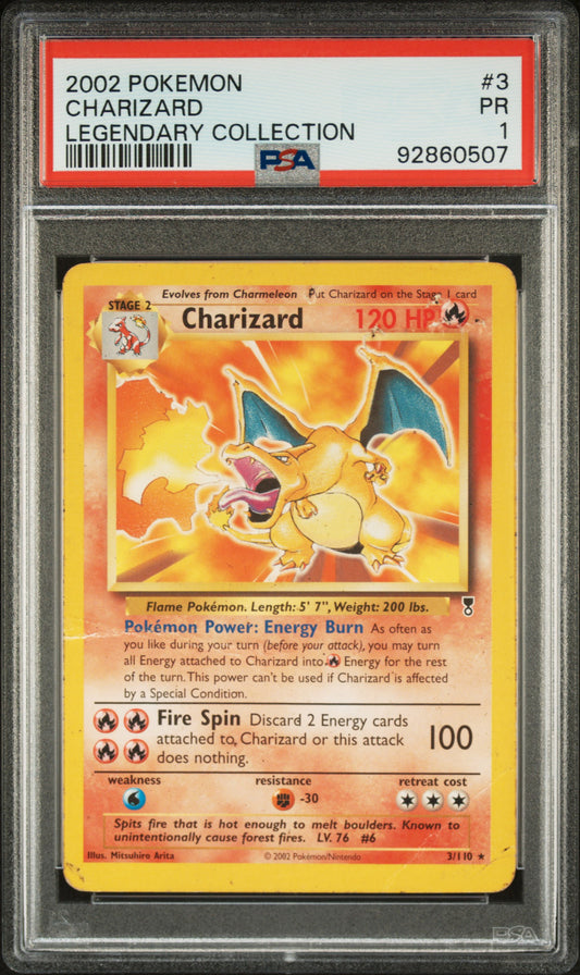 2002 Pokemon Legendary Collection Charizard #3 PSA 1
