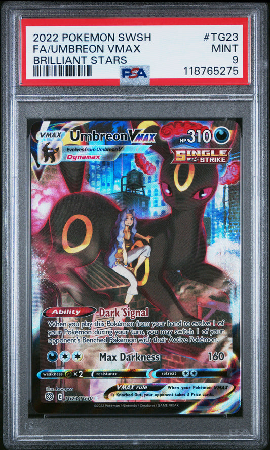 2022 Pokemon Sword & Shield Brilliant Stars Fa/Umbreon Vmax #TG23 PSA 9