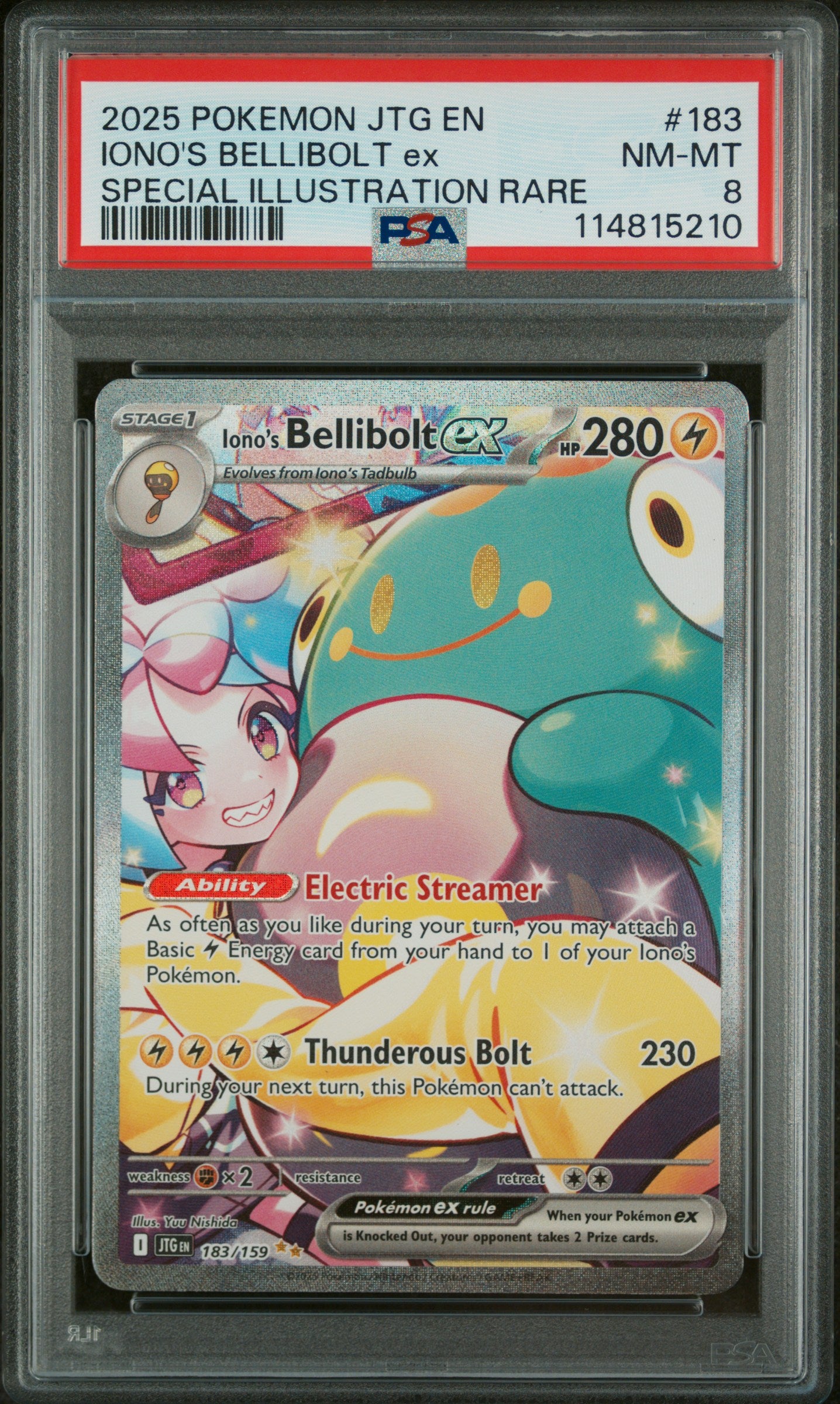 2025 Pokemon Jtg En-Journey Together Special Illustration Rare Iono's Bellibolt Ex #183 PSA 8