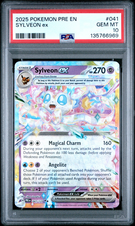 2025 Pokemon Pre En-Prismatic Evolutions Sylveon Ex #041 PSA 10
