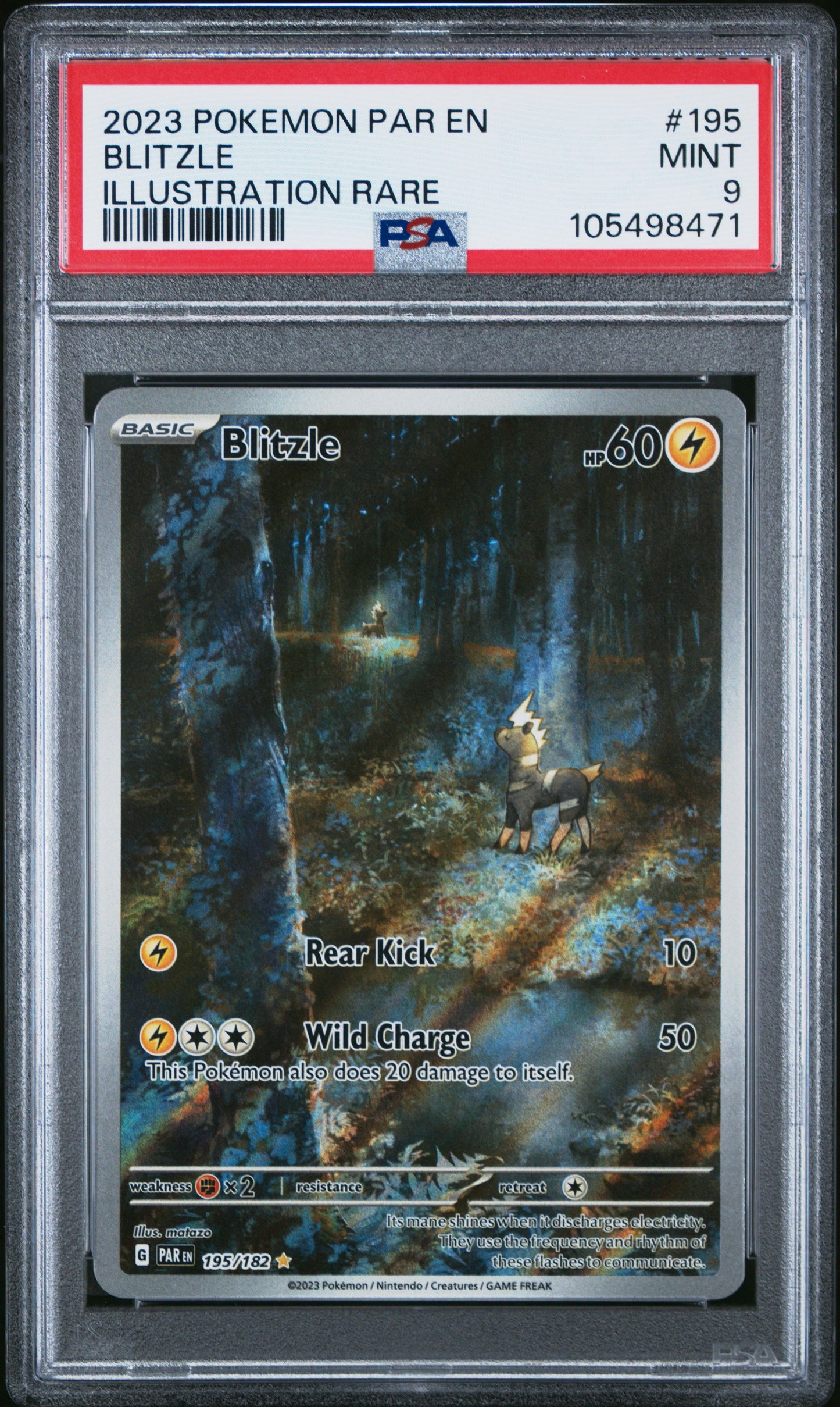 2023 Pokemon Par En-Paradox Rift Illustration Rare Blitzle #195 PSA 9