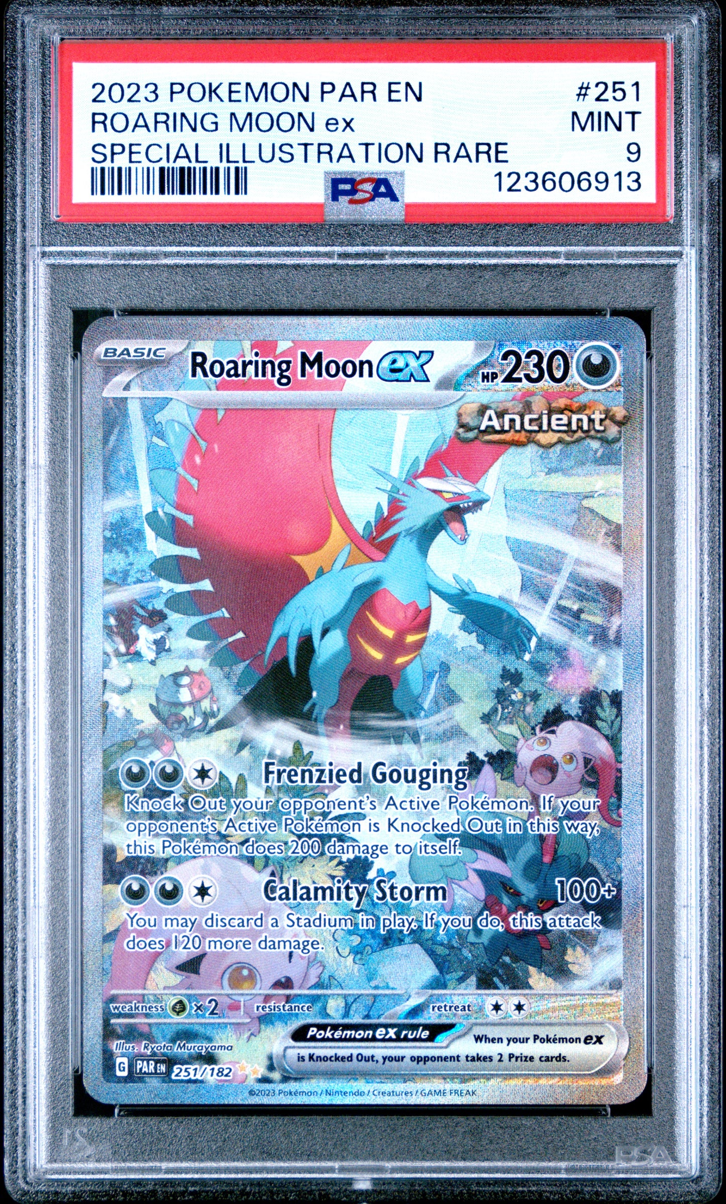 2023 Pokemon Scarlet & Violet: Paradox Rift Special Illustration Rare Roaring Moon ex #251 PSA 9