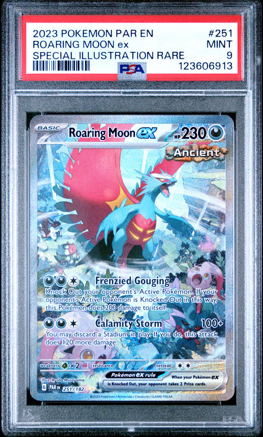 2023 Pokemon Scarlet & Violet: Paradox Rift Special Illustration Rare Roaring Moon ex #251 PSA 9