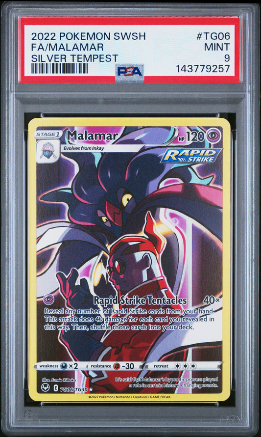 2022 Pokemon Sword & Shield Silver Tempest Fa Malamar #TG06 PSA 9