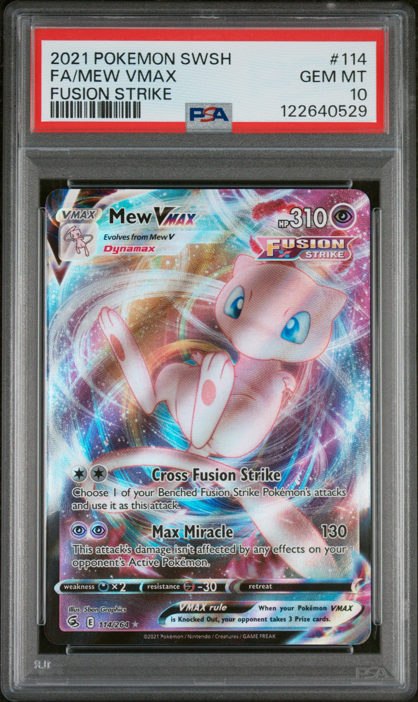 2021 Pokemon Sword & Shield Fusion Strike Fa/Mew Vmax #114 PSA 10