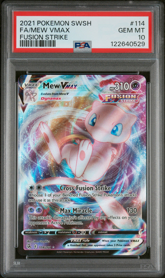 2021 Pokemon Sword & Shield Fusion Strike Fa/Mew Vmax #114 PSA 10