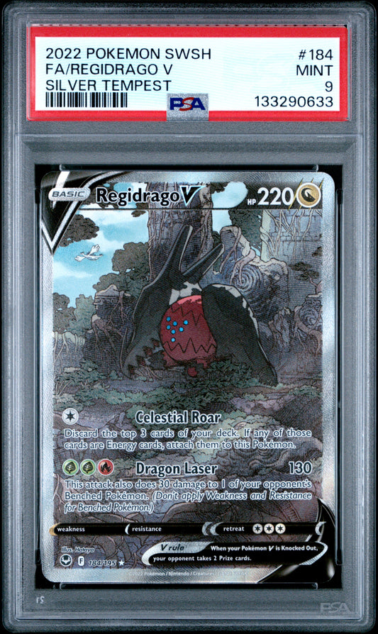 2022 Pokemon Sword & Shield Silver Tempest Fa Regidrago V #184 PSA 9