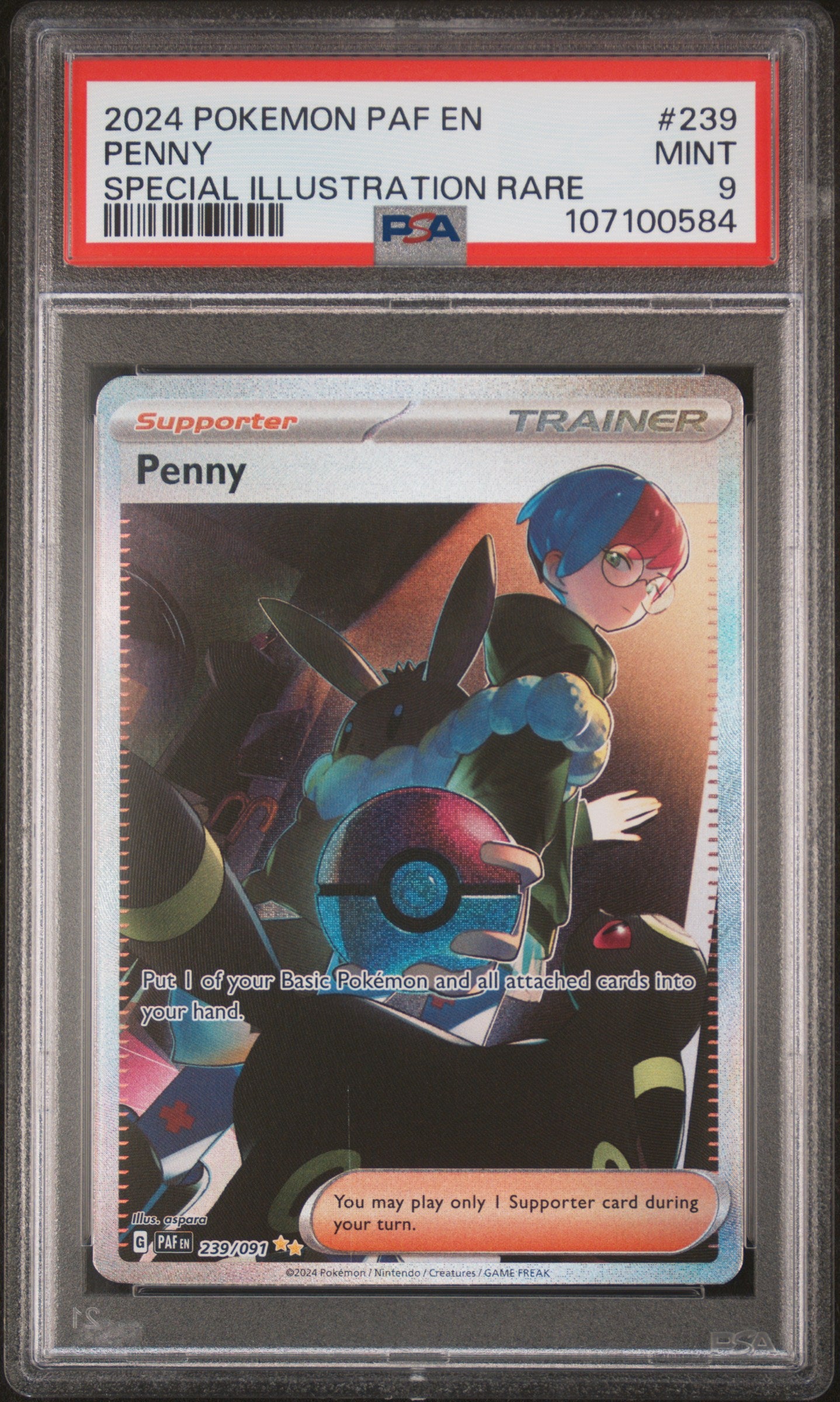 2024 Pokemon Paf En-Paldean Fates Special Illustration Rare Penny #239 PSA 9