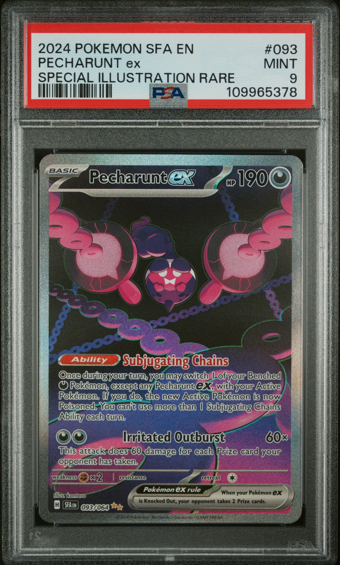 2024 Pokemon Sfa En-Shrouded Fable Special Illustration Rare Pecharunt Ex #093 PSA 9