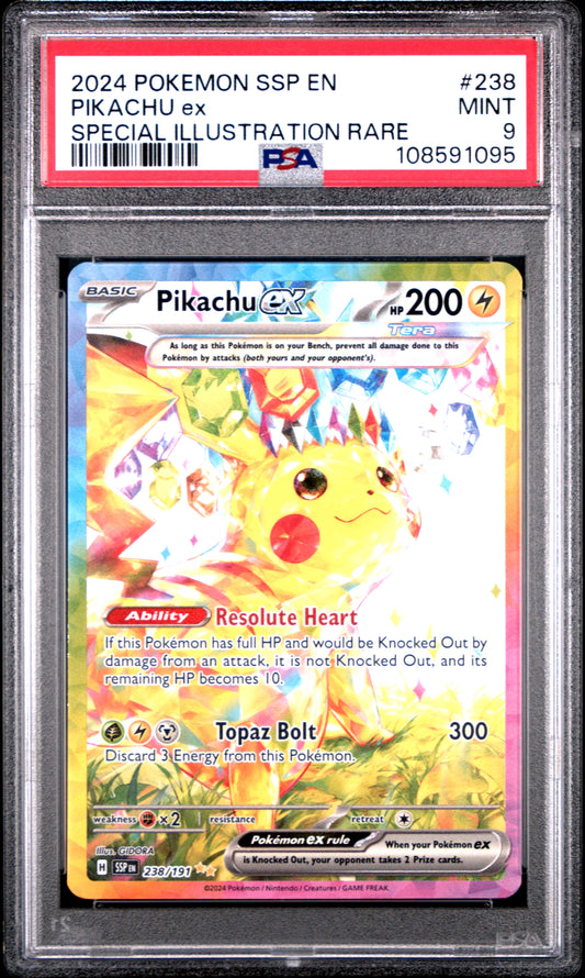 2024 Pokemon Scarlet & Violet: Surging Sparks Pikachu ex #238 PSA 9