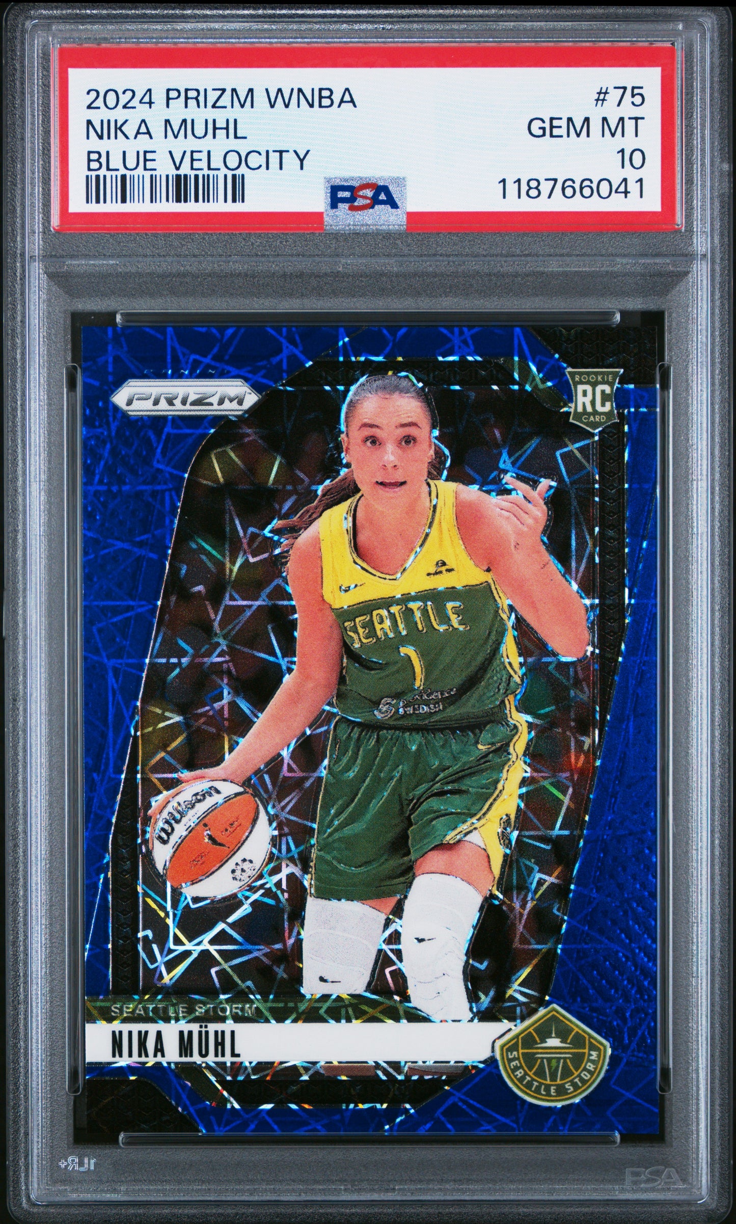 2024 Panini Prizm Wnba Blue Velocity Nika Muhl #75 PSA 10