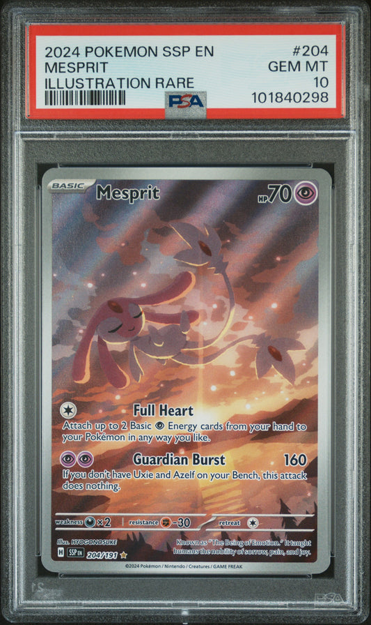 2024 Pokemon Ssp En-Surging Sparks Illustration Rare Mesprit #204 PSA 10