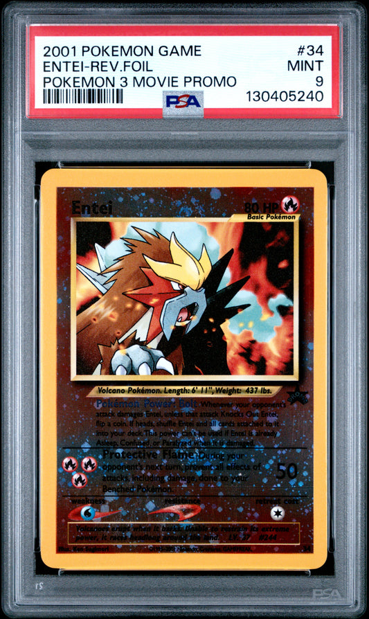 2001 Pokemon Game Movie Entei-Rev.Foil #34 PSA 9