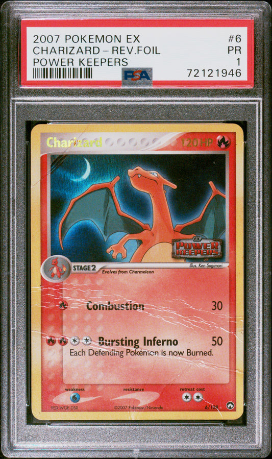2007 Pokemon Ex Power Keepers Charizard-Rev.Foil #6 PSA 1