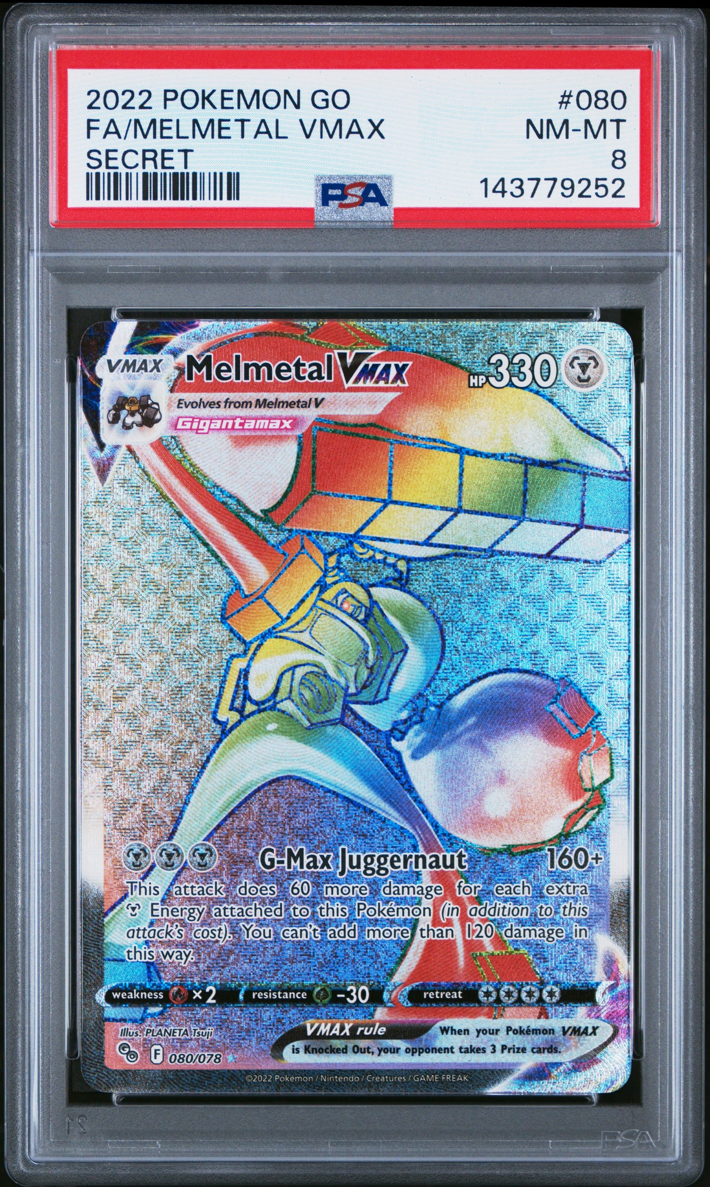 2022 Pokemon Go Fa Melmetal Vmax #080 PSA 8