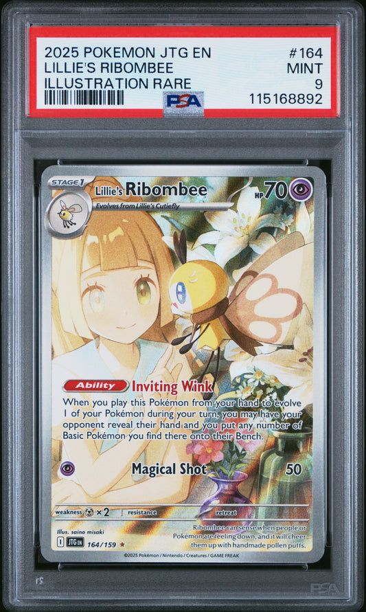 2025 Pokemon Jtg En-Journey Together Illustration Rare Lillie's Ribombee #164 PSA 9