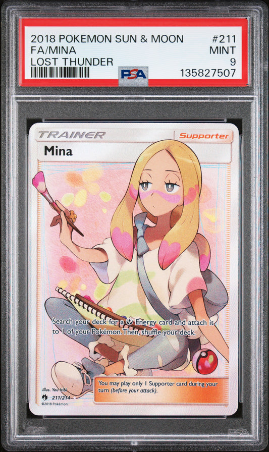 2018 Pokemon Sun & Moon Lost Thunder Fa Mina #211 PSA 9