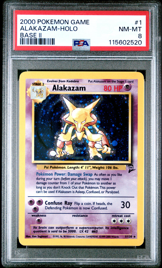 2000 Pokemon Game Base II Alakazam-Holo #1 PSA 8