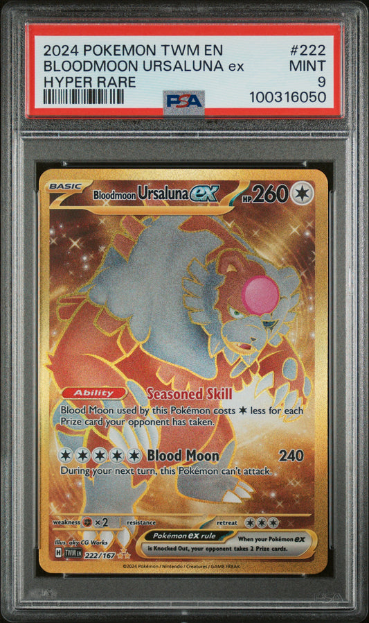 2024 Pokemon Twm En-Twilight Masquerade Hyper Rare Bloodmoon Ursaluna Ex #222 PSA 9