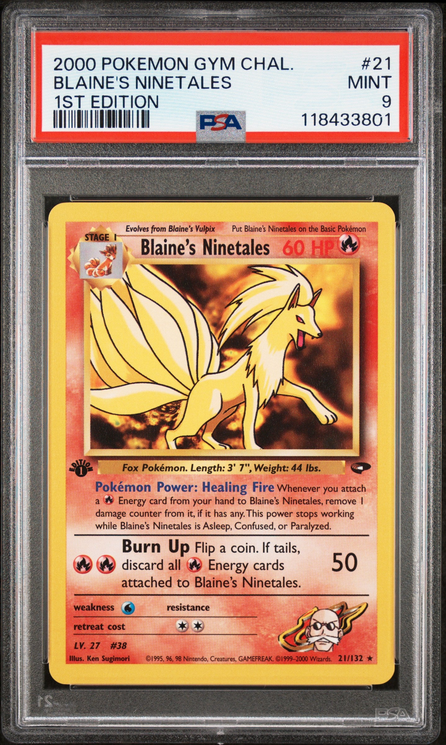 2000 Pokemon Gym Challenge 1st Edition Blaine's Ninetales #21 PSA 9