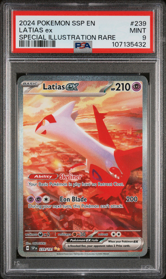 2024 Pokemon Scarlet & Violet: Surging Sparks Special Illustration Rare Latias ex #239 PSA 9